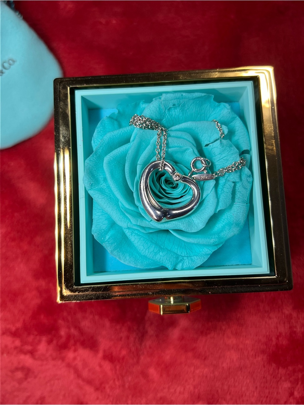 Authentic Tiffany & Co Elsa Peretti Open Heart Diamond Necklace 925 - Picture 5 of 12